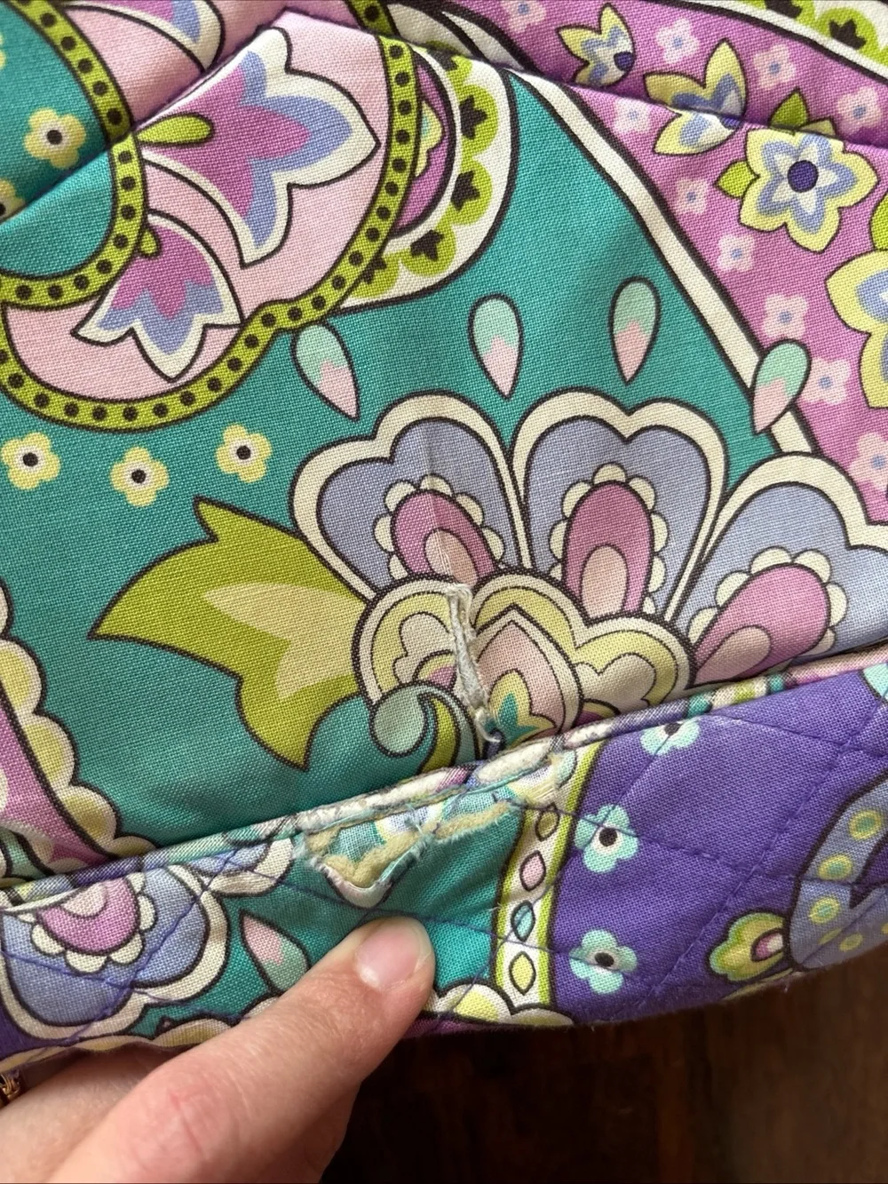 Vera Bradley Convertible Backpack Tote Bag Heather Purple Paisley Floral Retired